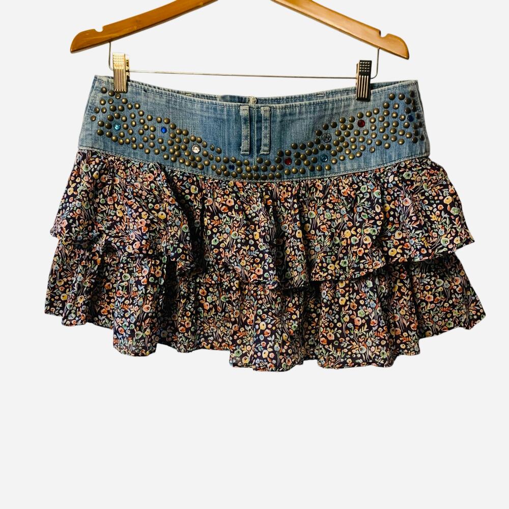 Express Jeans Floral Bejeweled Mini Skirt sz 10